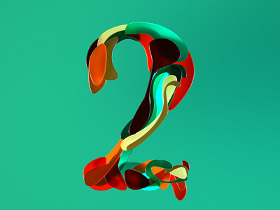 Half Japanese number two for 36 days of type 07 36daysoftype07 3d 3d art 3d artist 3dtype art direction color digitalart dos japanese style numbers seventies shapes two type