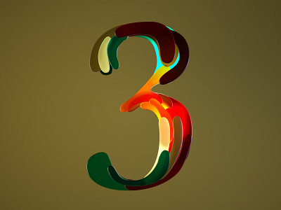 Half Japanese number three for 36 days of type 07 36daysoftype07 3d art 3dtype art direction artwork colors customtype japanese style numbers render seventies shapes three tres typogaphy