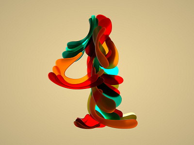 Half Japanese number four for 36 days of type 07 36daysoftype07 3d artist 3dtype artdirection color customtype digitalartist four japanese style numbers shapes typography