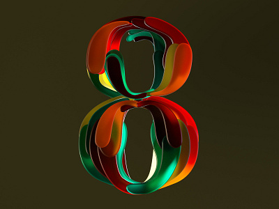 Half Japanese number eight for 36 days of type 07 3d 3d art 3d artwork 3dtype art direction curvs custom lettering customtype erich gordon halfjapanese japanese style seventies color shapes typogaphy