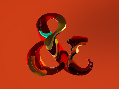 Half Japanese AMPERSAND for 36 days of type 0 3d art 3dtype ampersand art direction color curve custom ampersand custom type digital art erich gordon japanese art organic art seventies shapes type typeface typogaphy