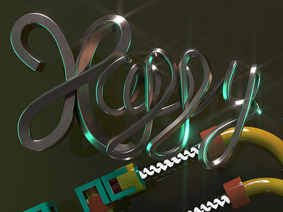 Happy 3D handmade Lettering for new year card