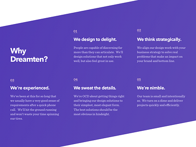 Why Dreamten about about page content delight details experience website