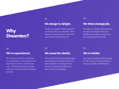 Why Dreamten about about page content delight details experience website