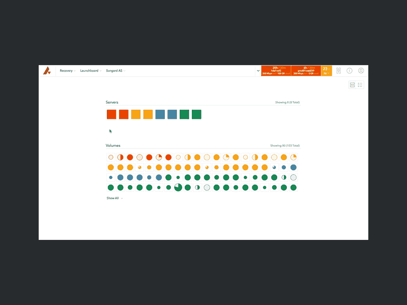 Servers & Volumes animation app d3 data enterprise gif servers ux visualization volumes