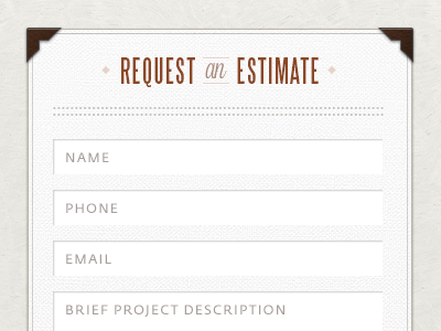 Request Estimate estimate form frame texture ui vintage website