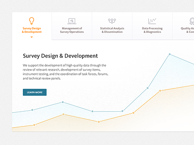 Survey Design & Development arrow blue button chart data gradient graph icons line graph orange services survey tabs ui ux vector website