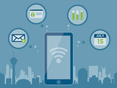 Mobile-ready Workplace analytics calendar city cityscape log in mail mobile wifi workplace