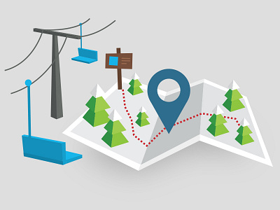 Winter Trail Map map mountains ski lift trees winter