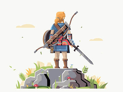 Link from The Legend of Zelda design flat illustration ui