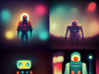 Exploration on robots, space, neon lights, & aliens- Midjourney design