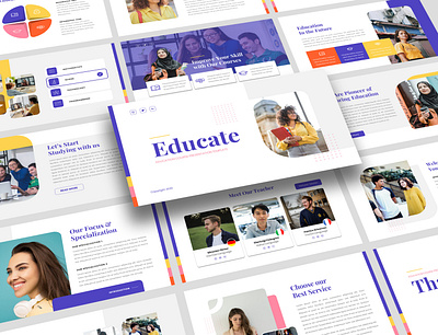 Educate – Education Course PowerPoint Template academic book certificate class classroom college computer course diploma e learning education graduation knowledge learn learning lecturer library pencil school science