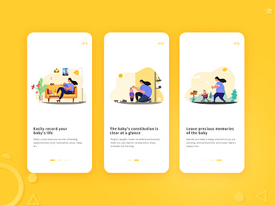 Guide pages app baby design illustration tracking device ui