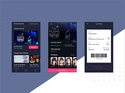 JKT48 Mobile Ticketing app design hellodribbble idols jkt48 tickets ui