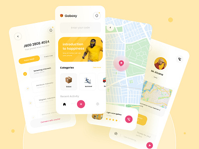 🎁 Goboxy android card chat clean delivery delivery app delivery service ios app logistics message mobile packet simple startup transportation transports travel ui ux ui design yellow