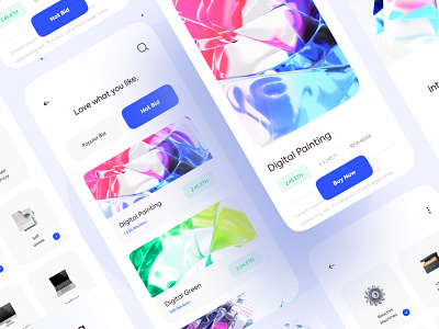 AI image sales - app 🎨 blue branding clean design image minimal mobile nft ui uiux