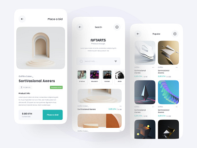 NFTARTS - Apps Concept arts branding clean design graphic design minimal mobile nft product ui uiux