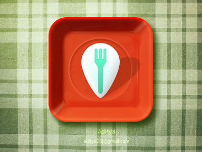 Dish Locator ios Icon 3d 7 app awesome best cool dinner dish eat find flat food fork graphics hotel icon interface ios iphone location locator lunch map new plate red restaurant search ui vintage
