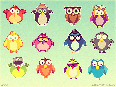 Cute birds ios game characters concept amaizing angry app awesome best birds cartoon character comic cool cute design flat fun funny game games graphics ios ipad lovely props style subtle ui unique vector video vintage