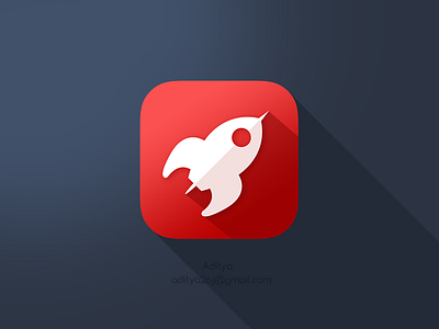 'Space Rocket' ios flat app icon awesome beautiful clean flat icon ios logo minimalist rocket shadow simple space