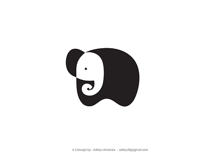 Baby Elephant - Negative Space Logo