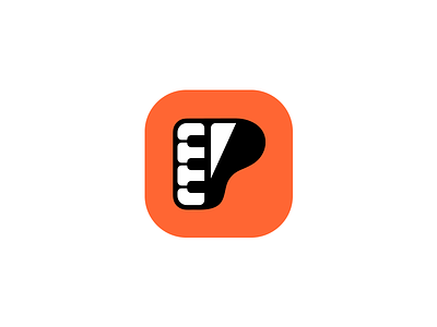 P for Piano - app icon beautiful great superb music best instrument application branding identity icon brand creative piano music fabulous illustration design best logos idea clever song logotype black p minimal flat logo sketch