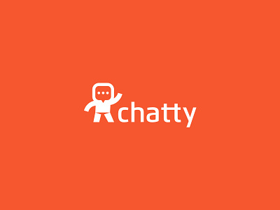 Chatty Logo bubble chat icon illustration mascot logo logotype robot mark negative space simple symbol