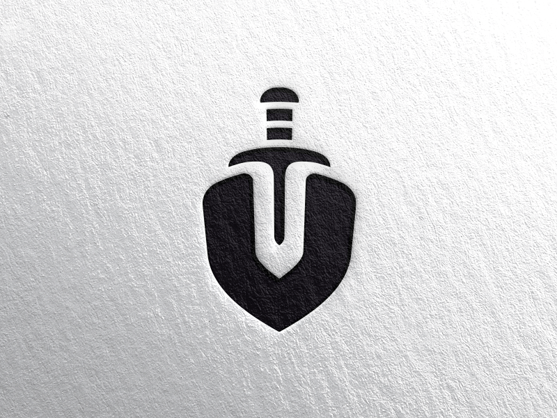 Sword & Shield Logo Black by Aditya | Logo Designer on Dribbble