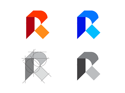 R Logo Construction branding grid icon idea identity illustration logo logotype mark money r type