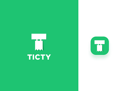 Ticty Logo branding event green icon symbol identity logo minimal modern typography