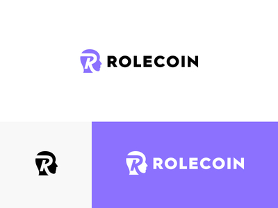 Rolecoin Logo crypto cryptocurrency face head logo logotype man modern money negative space subtle