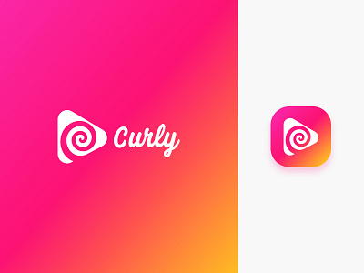 Curly App logo & Icon boys chat creative girls gradient icon logo mobile music play ui video