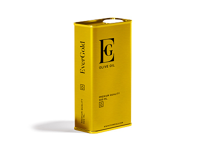 EverGold Olive Oil Packaging Design. gold golden luxury elegant graphic design designer logo icon symbol monogram modern minimal subtle simple olive oil typography type product mockup idea
