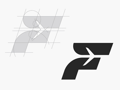 F for Flight Logo Construction Grid branding identity lettermark f letters logo logo construction logo design logo grid logotype plane symbol type