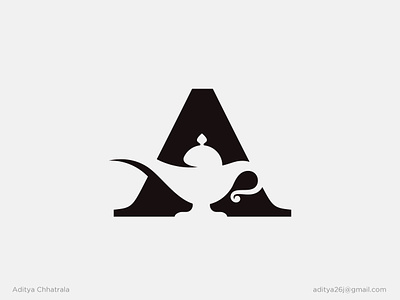 A + Aladdin's Lamp - Logo Design branding illustration print lettermark typography logotype a logo monogram symbol icon mark logomark logodesigner modern minimal simple black