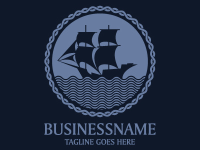 Ancient Ship Logo boat fishing grand ocean sail ship simple water