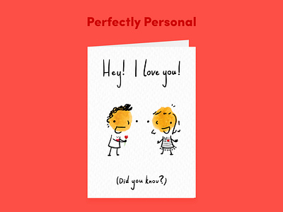 Hey! I love you! (Did you know?) - Greetings Card card character design greetings card illustration mockup valentines valentines day card