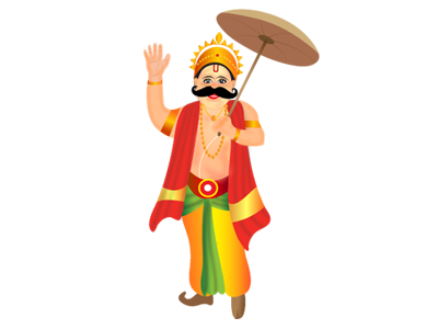 Maveli crown dress golden mahabali moustache onam ornaments