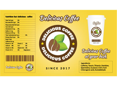 Coffee Label coffee cup delicicous drink illustration label sale