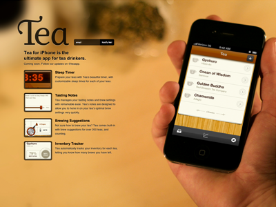New Tea App website design ios iphone tea teaapp