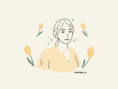 simple illustration woman and flowers