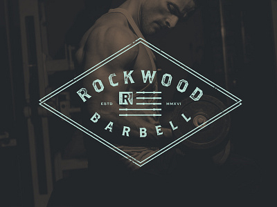 Rockwood Barbell Logo americana badge design distressed flag logo vintage