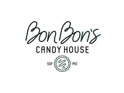 Bon Bon's Candy House Logo branding candy chocolate handdrawn local logo missouri script springfield truffle