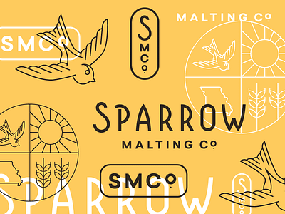 Sparrow Brand Elements bird branding brandmark custom type logo missouri sparrow