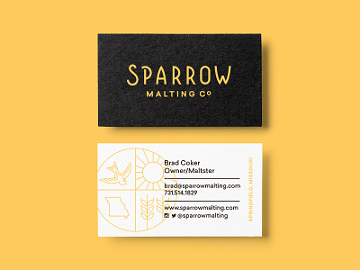 Sparrow Business Cards branding brewing business cards design identity layout logo maltster springfield mo