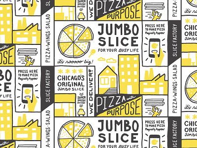 Brand Pattern for Slice Factory buildings car handdrawn home icons jumbo slice pattern pizza restaurant