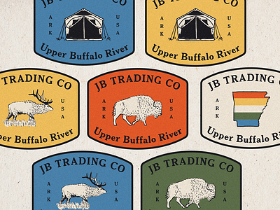 JB Trading Co arkansas branding buffalo campground camping elk logo midwest mountain pat patch tent
