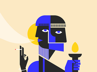 Shotdribbble blue and yellow double face graphic graphic art graphic design illustration illustration design sketch smoke