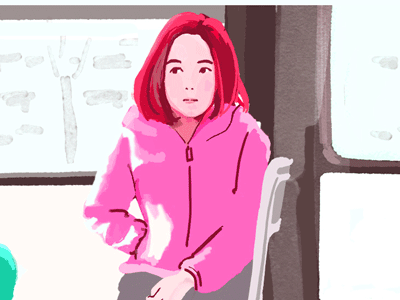 Girl on thetrain animation gif illustration loop