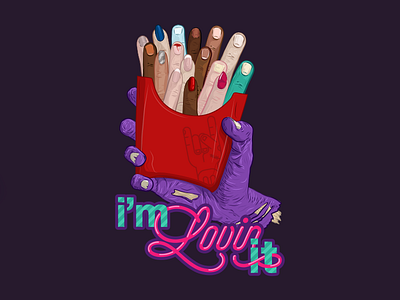 I'm Lovin It - Illustration art bones character custom finger hand illustration love rip vector violet zombie